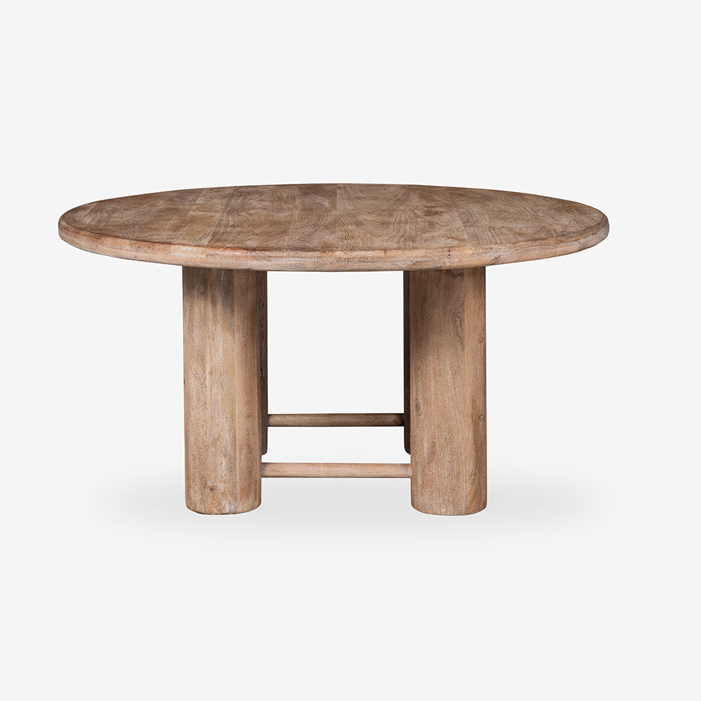 Sten Dining Table - 150 x 150 x 78.75 In cm / Mango Wood / Limewash - Indoor Furniture