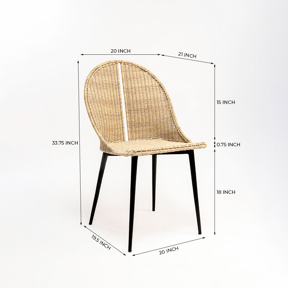 Sumatra Chair - Mild Steel & Synthetic Wicker / L:51 x B:53 x H:86 In cm - Indoor Furniture