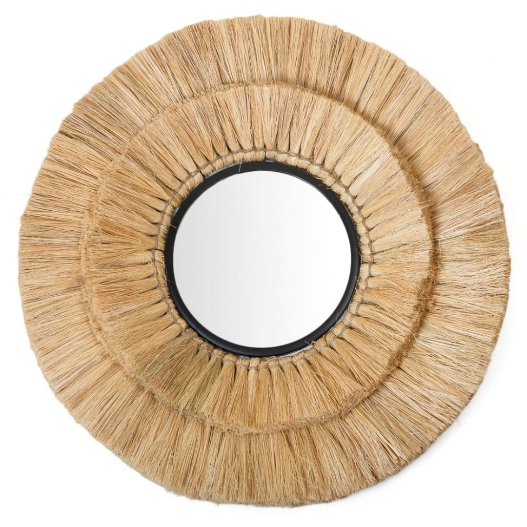 Sunburst Moonjh Grass Mirror - Natural / Moonjh grass, mirror and plywood / D: 30’’ W: 1’’ - Decor