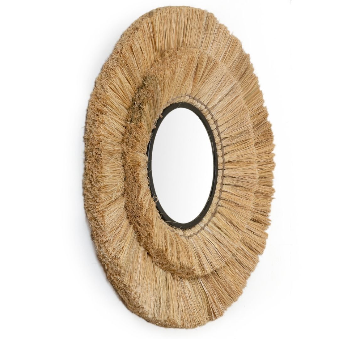 Sunburst Moonjh Grass Mirror - Natural / Moonjh grass, mirror and plywood / D: 30’’ W: 1’’ - Decor