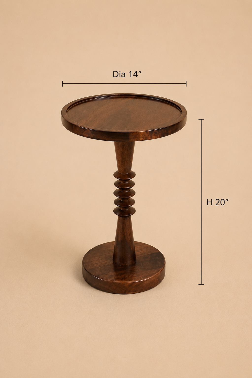 Swivel Side Table - Dia 14’’ x H 20’’ / Teak Wood - Furniture