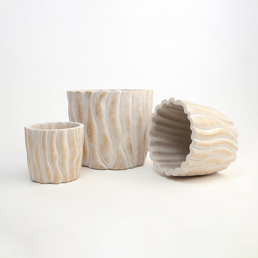 Taylor Terracotta Pot - CM - L:- 25 x W:- 25 / Marble and Aluminium - Décor