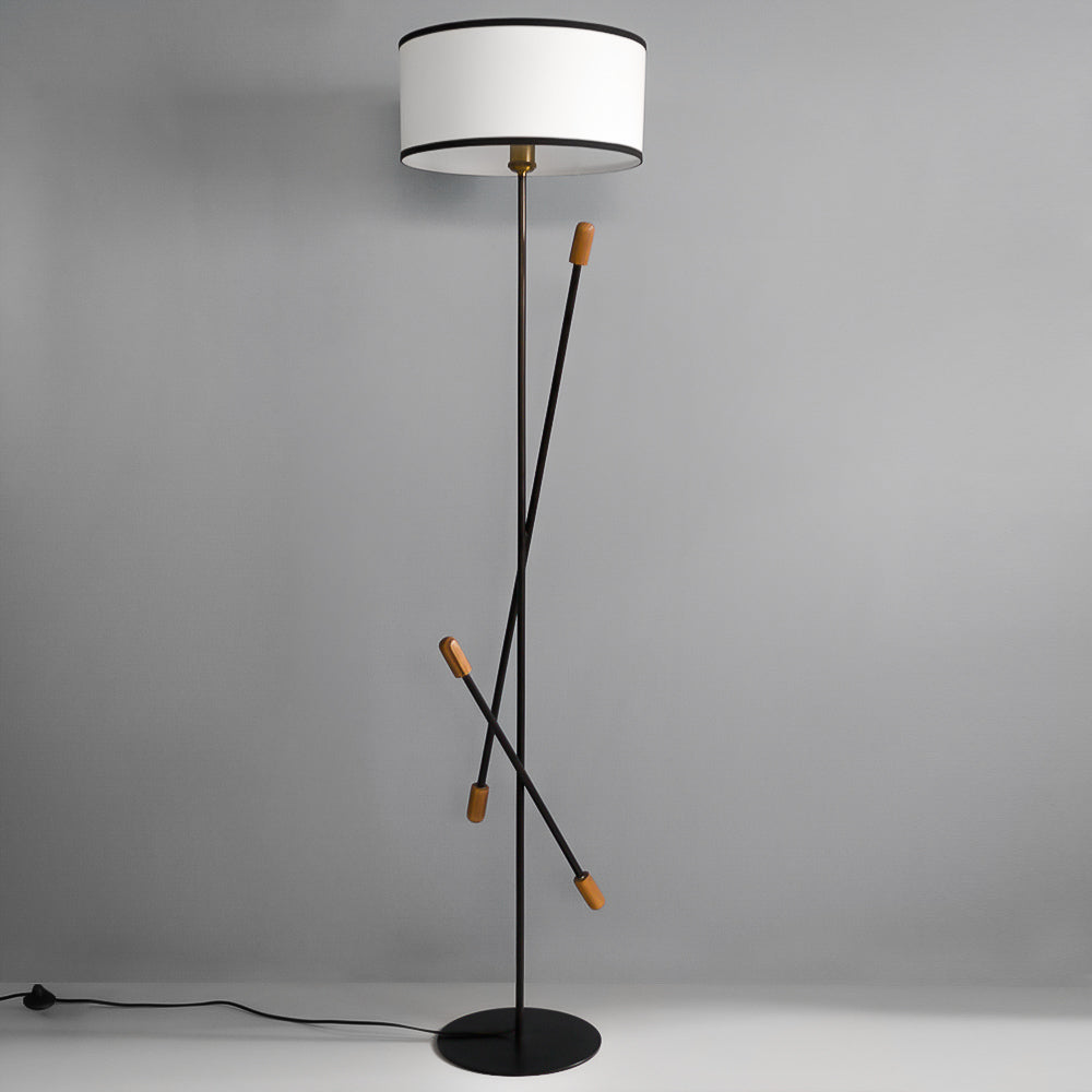 Teak Bud Floor Lamp With White Lampshade