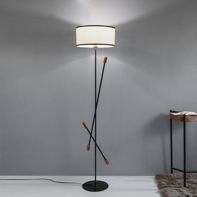 Teak Bud Floor Lamp With White Lampshade