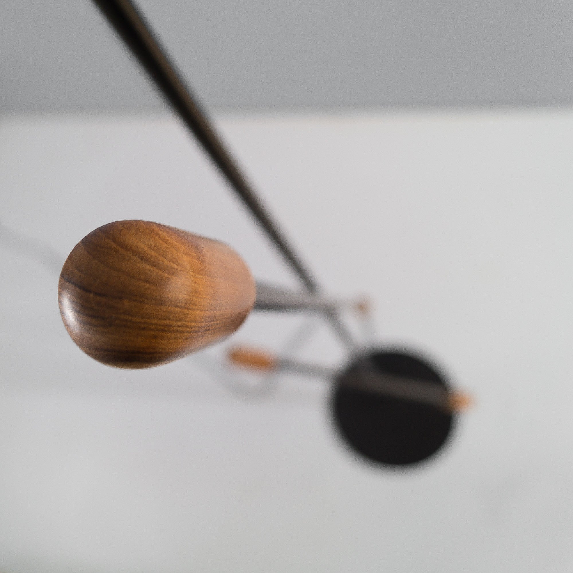 Teak Bud Floor Lamp With White Lampshade