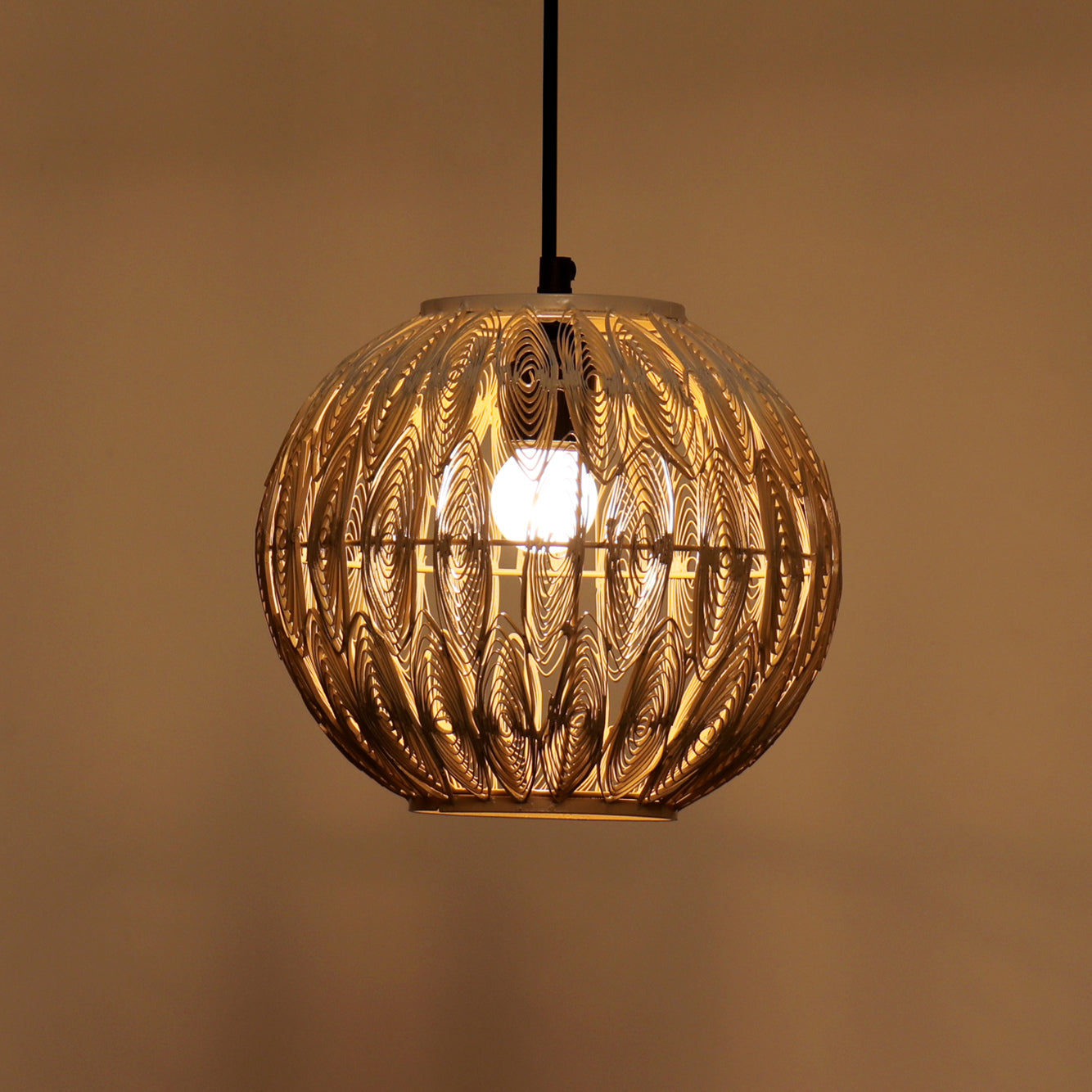 Tena Round Quilled Hanging Lamp - Mild Steel / Brown - Lighting