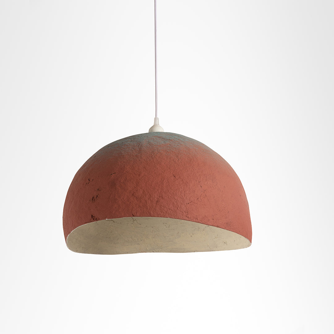 Terra Pendant Lamp - Red / Dia: 16’’ H: 9’’ / Papier Mâché - Lighting