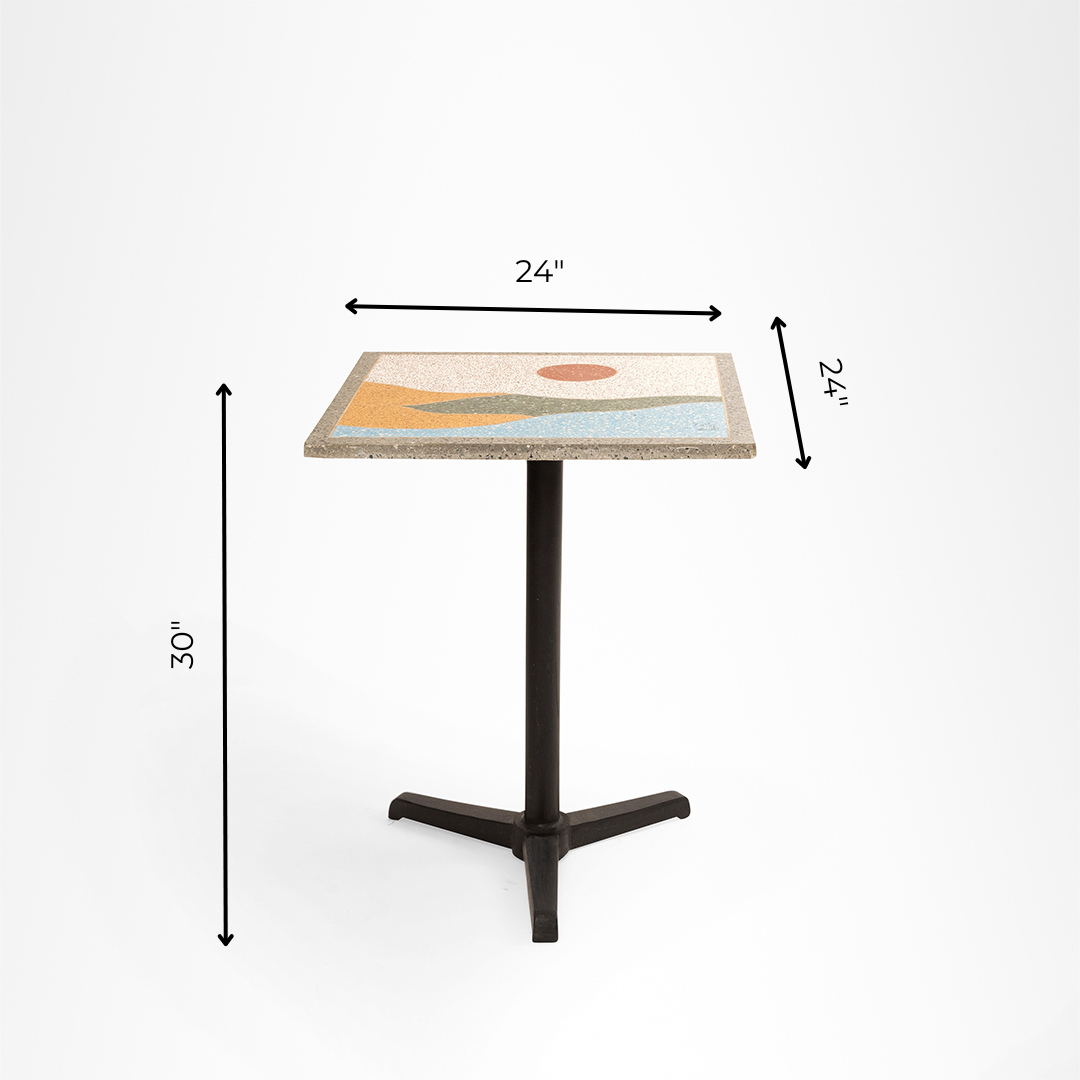 Terrazzo Table - L:24’’ W:24 H: 30’’ / Black and Multi / Mild Steel and Terrazzo - Outdoor Furniture
