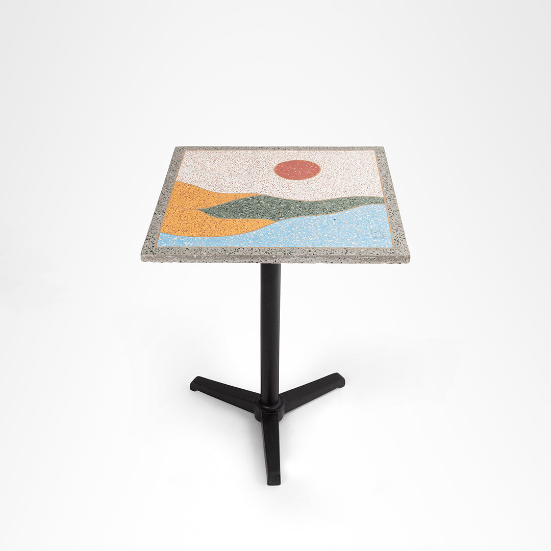 Terrazzo Table - L:24’’ W:24 H: 30’’ / Black and Multi / Mild Steel and Terrazzo - Outdoor Furniture