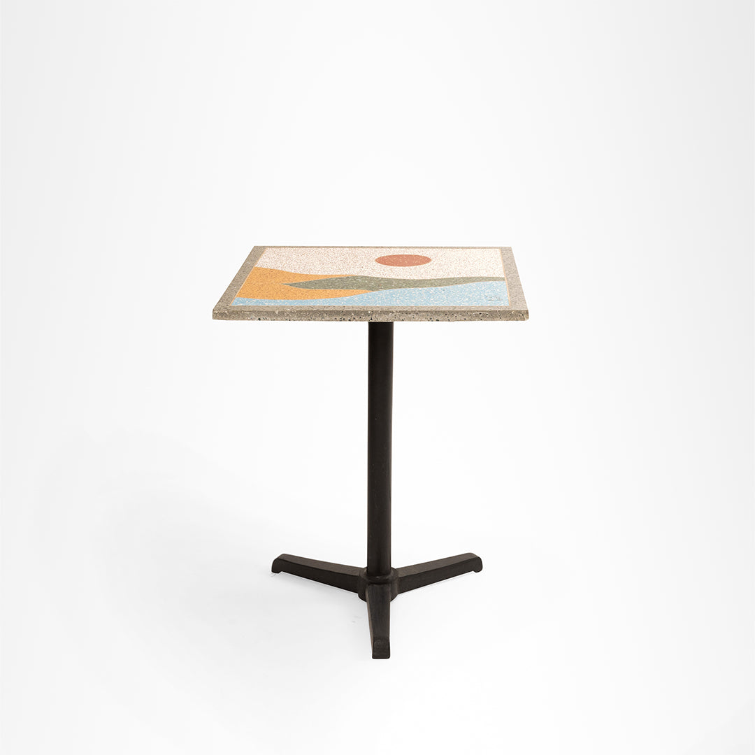 Terrazzo Table - L:24’’ W:24 H: 30’’ / Black and Multi / Mild Steel and Terrazzo - Outdoor Furniture
