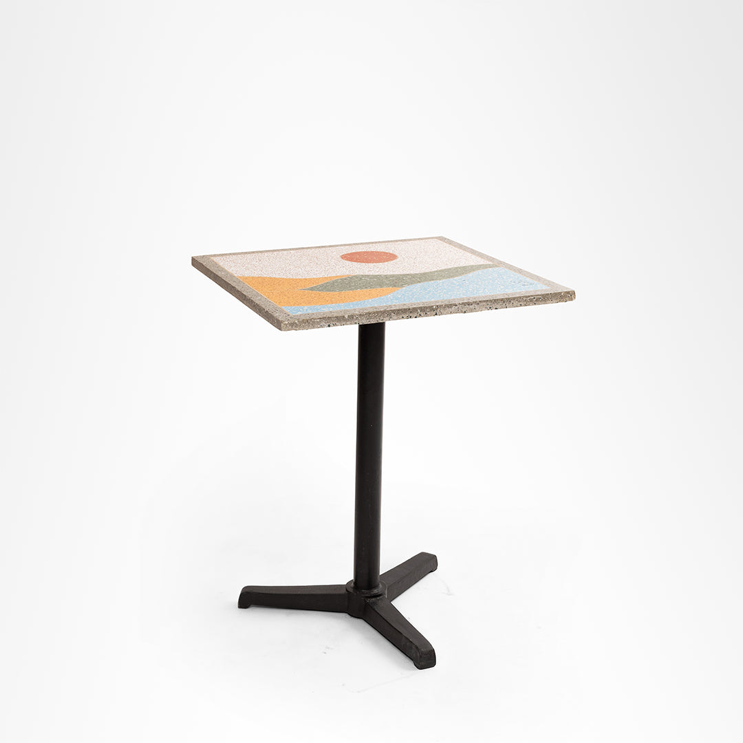 Terrazzo Table - L:24’’ W:24 H: 30’’ / Black and Multi / Mild Steel and Terrazzo - Outdoor Furniture