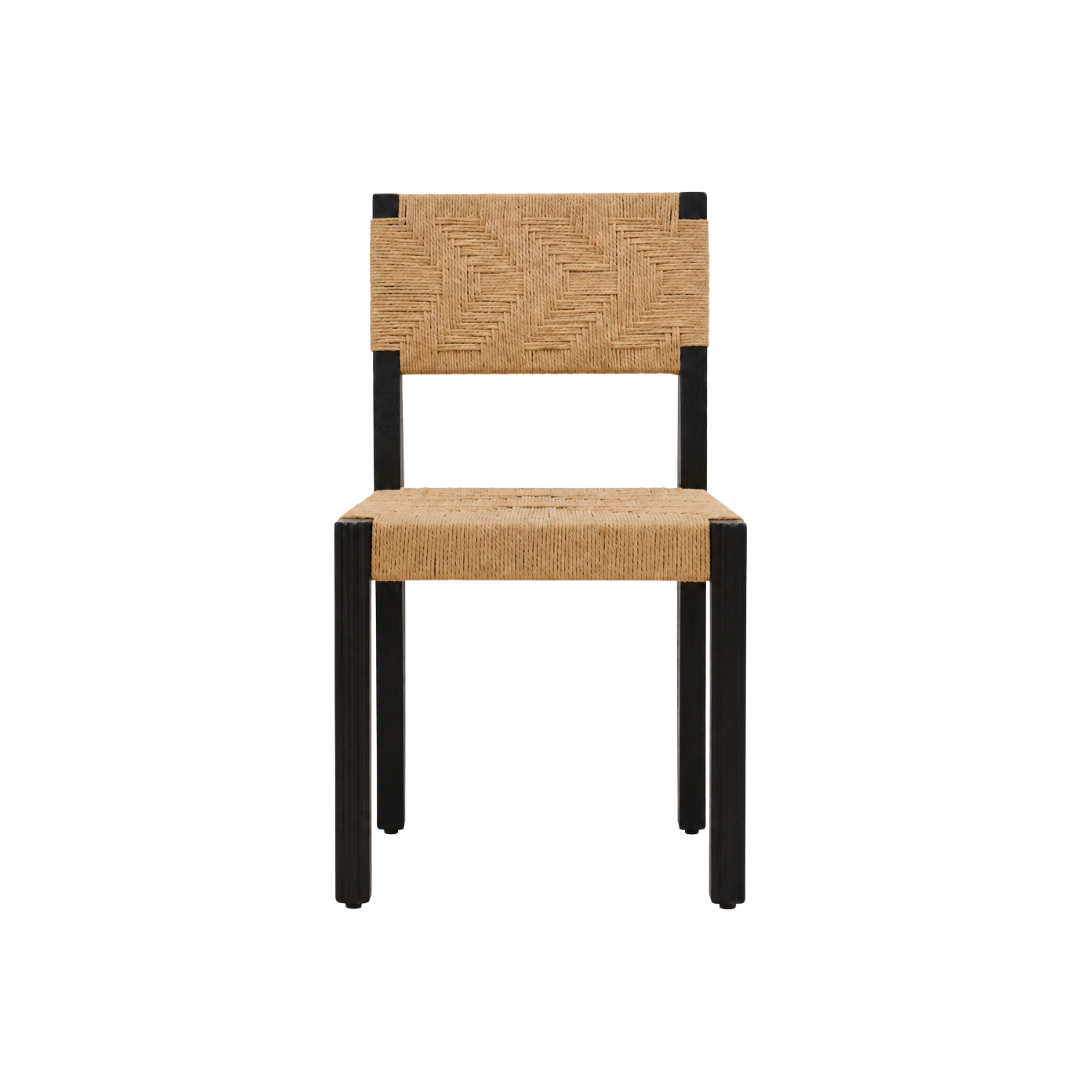 Tessa Dining Chair - Black / Teakwood, jute / W: 18’’ D: 21’’ H: 35’’; Seating Height: 18’’ - Furniture