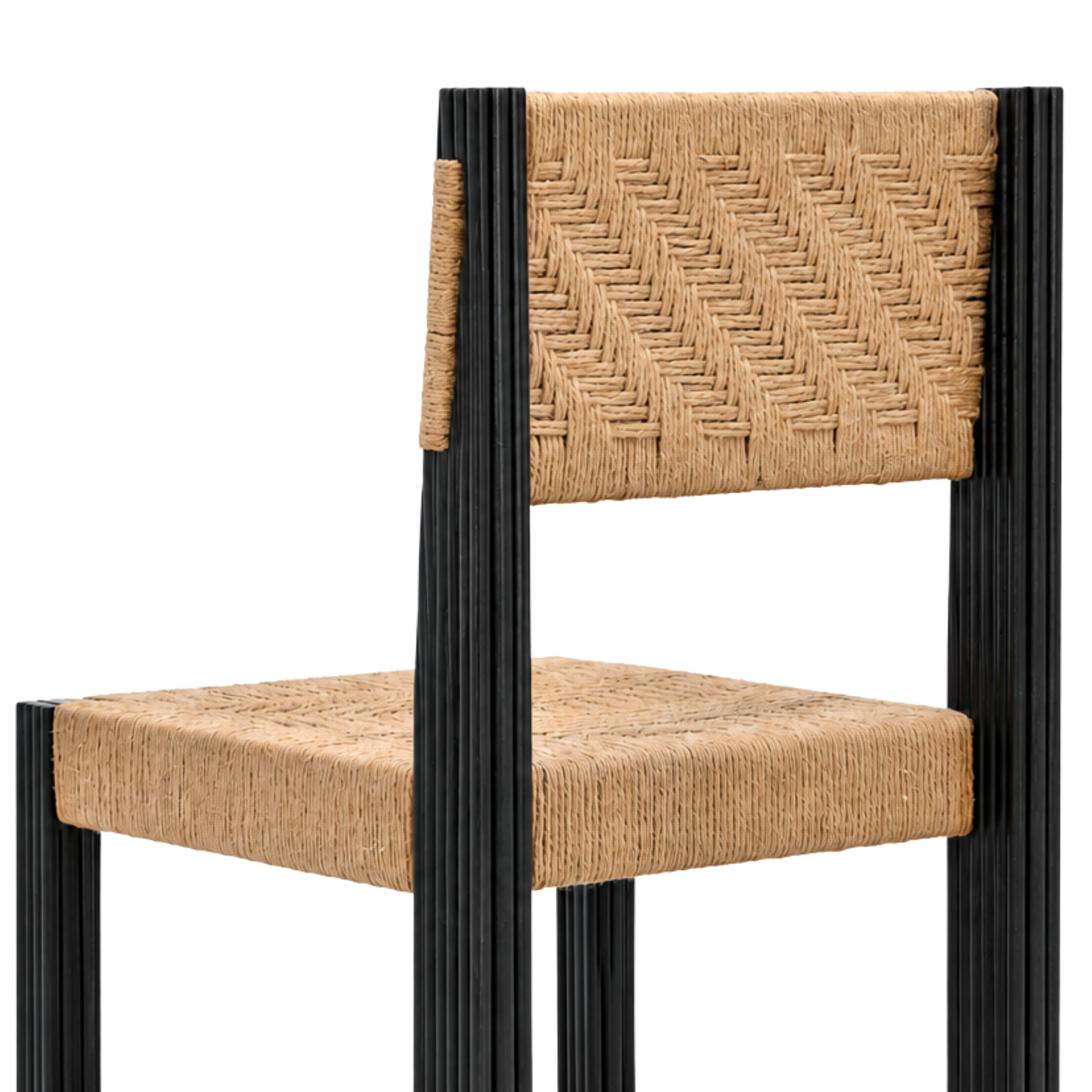 Tessa Dining Chair - Black / Teakwood, jute / W: 18’’ D: 21’’ H: 35’’; Seating Height: 18’’ - Furniture