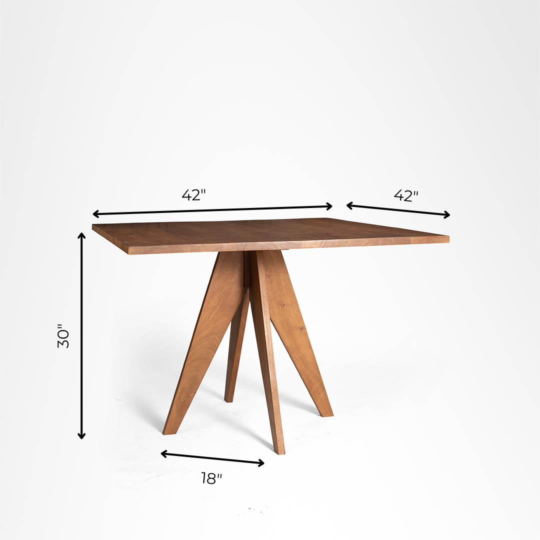 The Chandigarh Dining Table - L: 42’’ B: 42’’ H: 30’’ / Walnut / Acacia Wood - Furniture