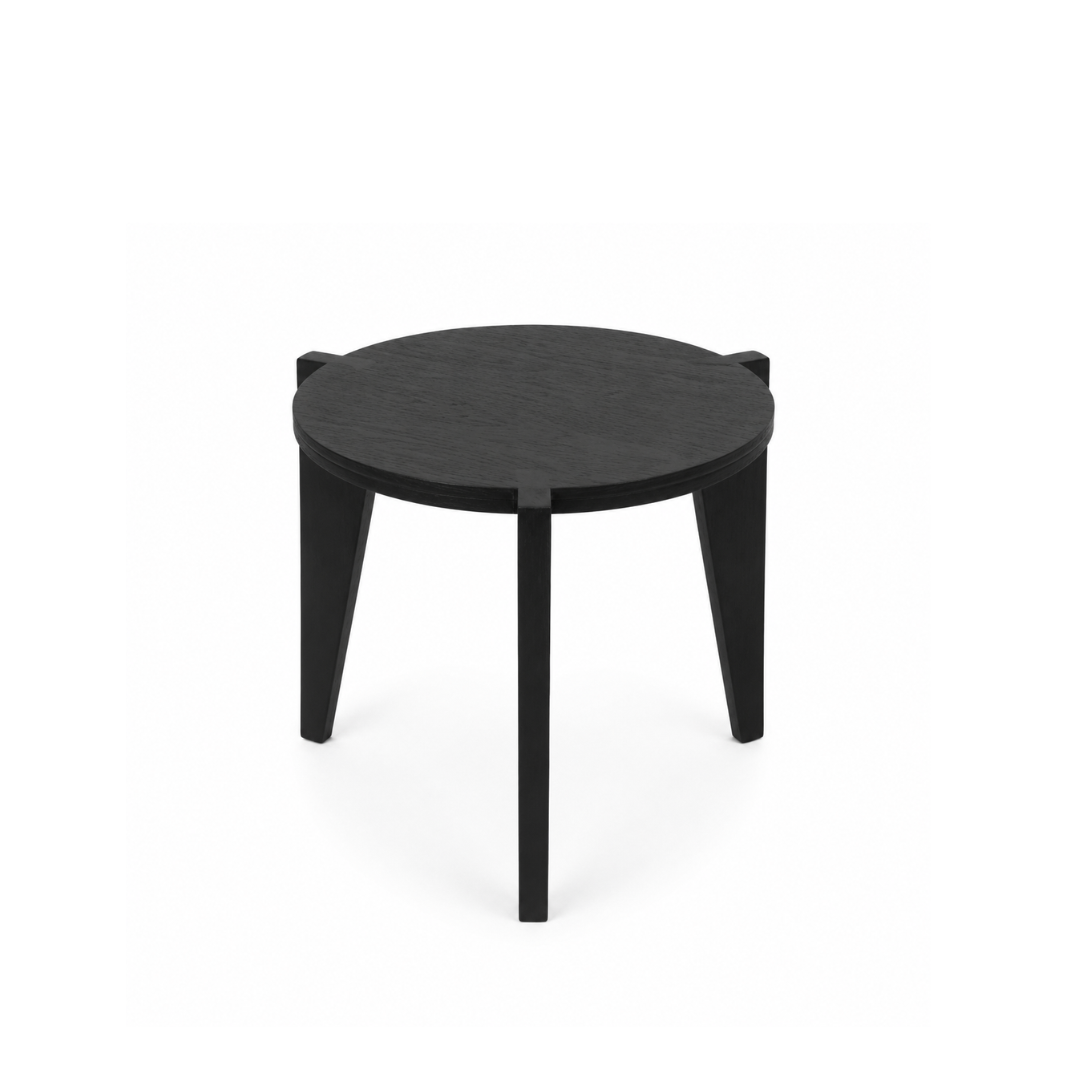 The Chandigarh Side Table - Dia: 18’’ H: 20’’ / Black / Acacia Wood - Indoor Furniture