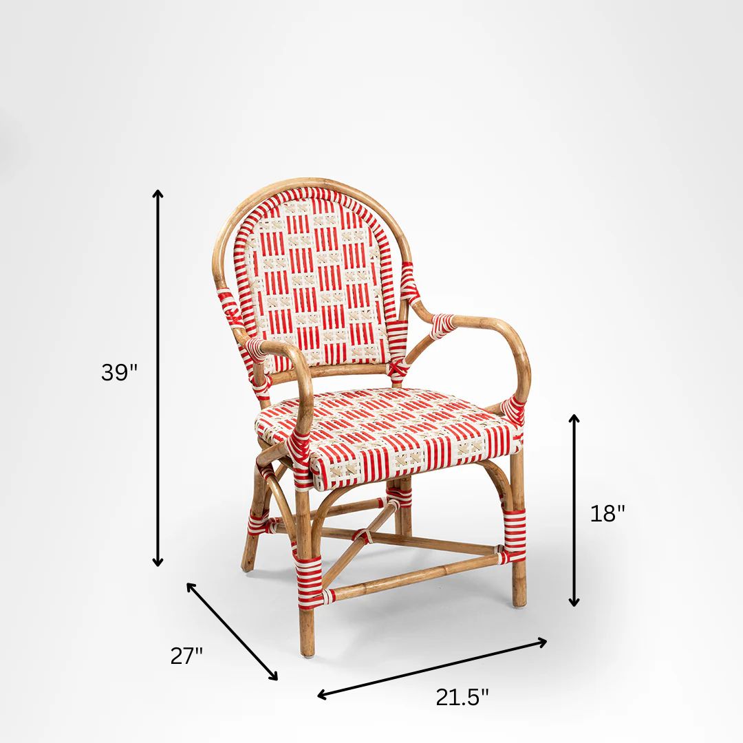 The /e Popsicle Chair by Eshita Marwah - W: 21.5’’ D: 27’’ TH: 39’’ SH: 18’’ / Red and White / Cane Frame and PVC