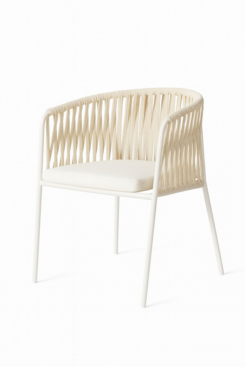 The Finn White Chair Set Of 2 - White / 56 x 49 x 75 In cms / Mild Steel and Weaving - Furniture