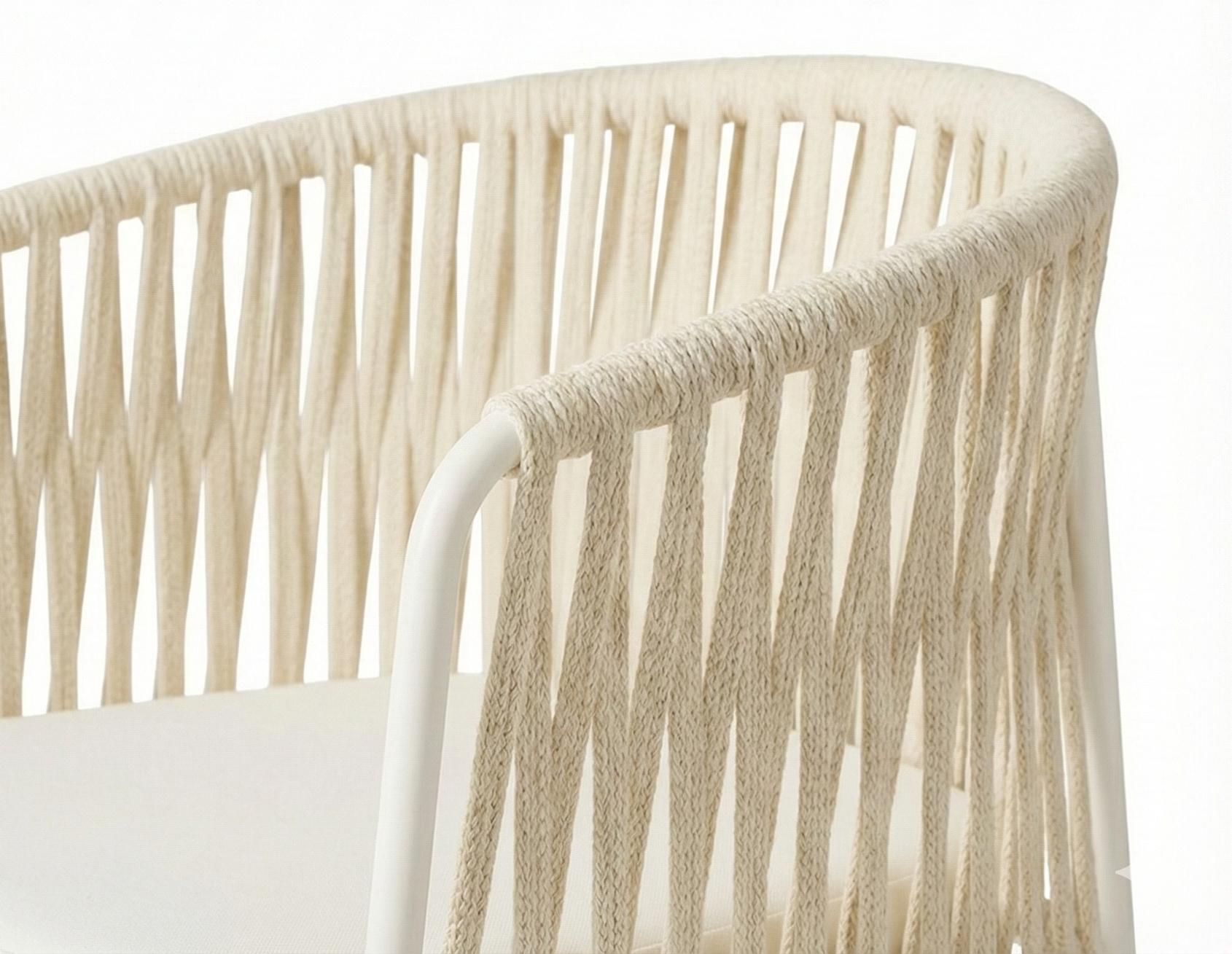The Finn White Chair Set Of 2 - White / 56 x 49 x 75 In cms / Mild Steel and Weaving - Furniture