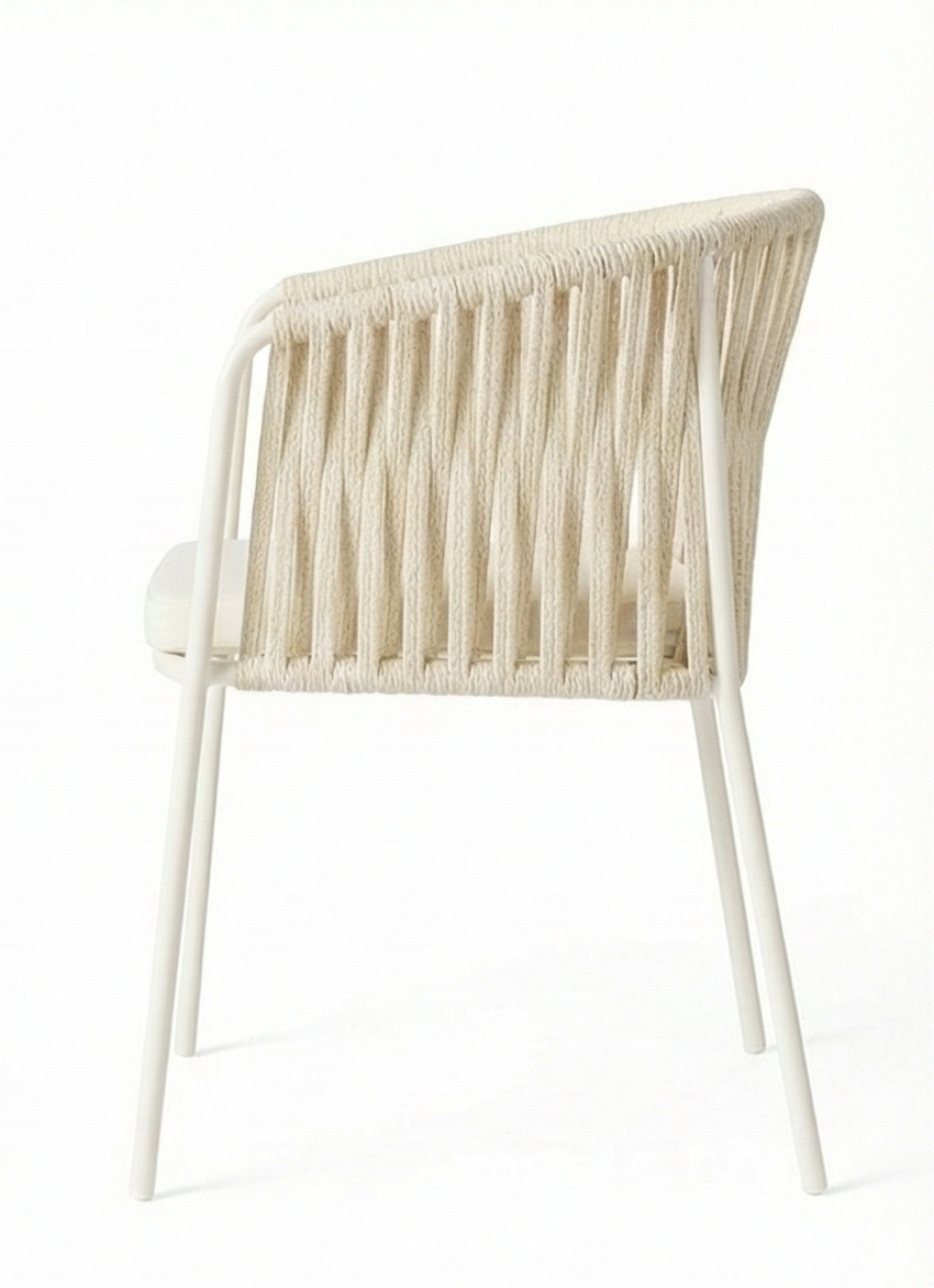 The Finn White Chair Set Of 2 - White / 56 x 49 x 75 In cms / Mild Steel and Weaving - Furniture