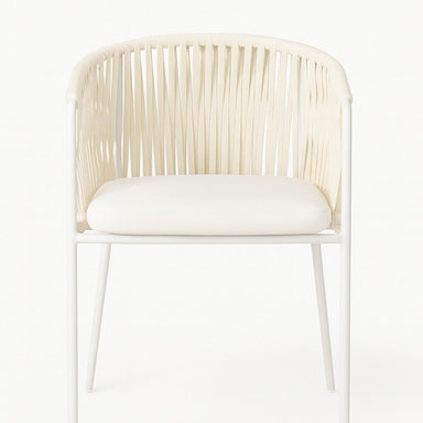 The Finn White Chair Set Of 2 - White / 56 x 49 x 75 In cms / Mild Steel and Weaving - Furniture