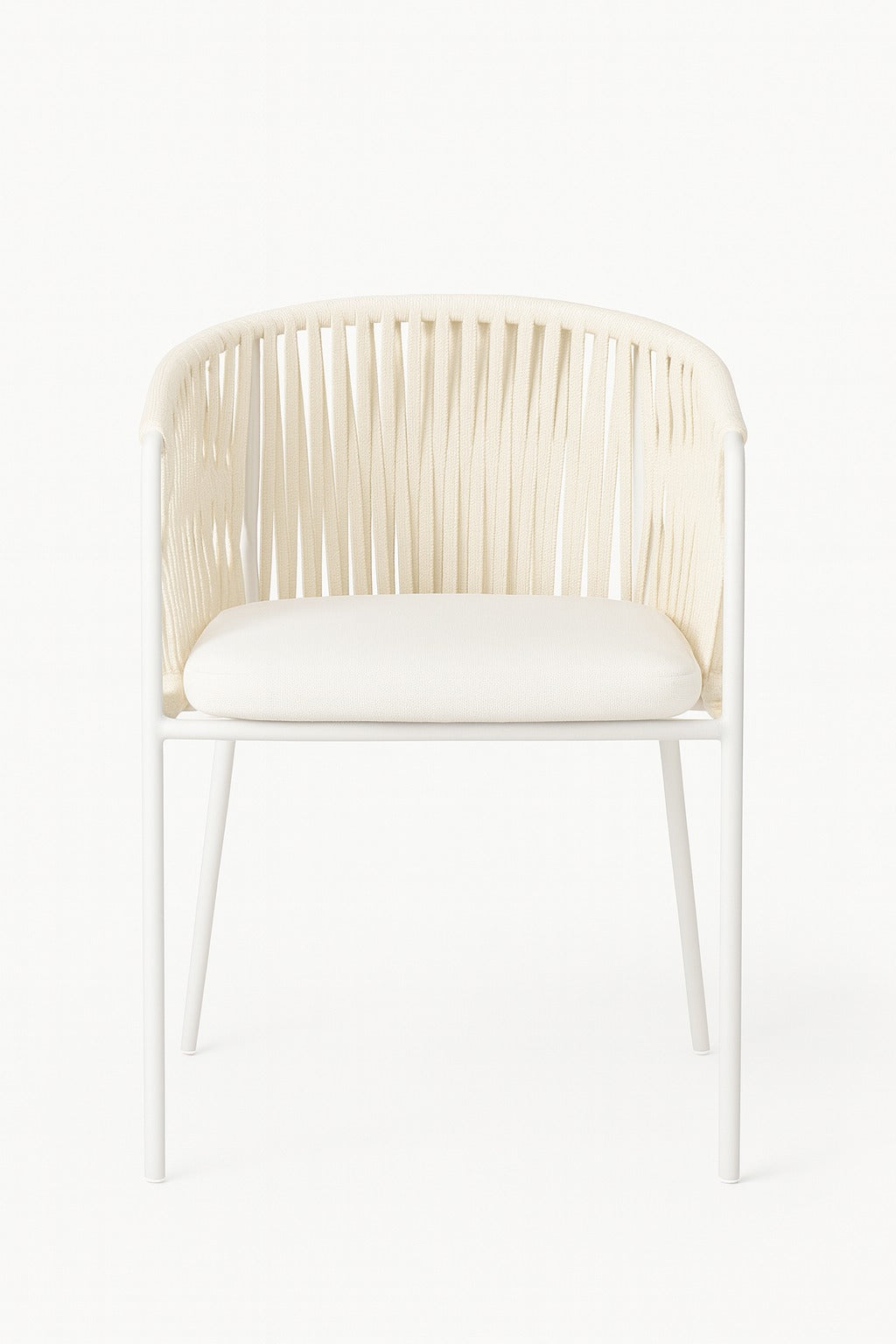 The Finn White Chair Set Of 2 - White / 56 x 49 x 75 In cms / Mild Steel and Weaving - Furniture
