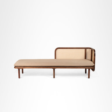 The Sierra Bench - W: 84 ’ D: 26’’ H: 30’’ SH: 17’’ / Brown Frame/Beige Fabric / Acacia Wood, Cane Weaving