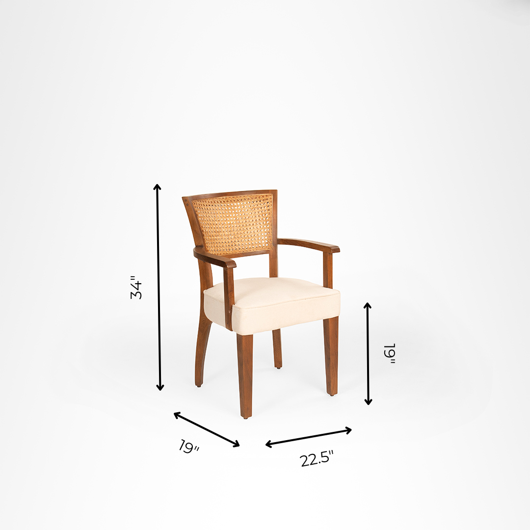 The Sierra Dining Chair With Arms No. 9 Set Of 2 - W: 20.5’’ D: 19.5’’ H: 34’’ SH: 19“ Armrest height: 26” overall