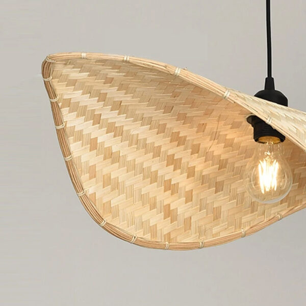 Thin Wavy Bamboo Hanging Lampshade - Natural / Bamboo - Lighting