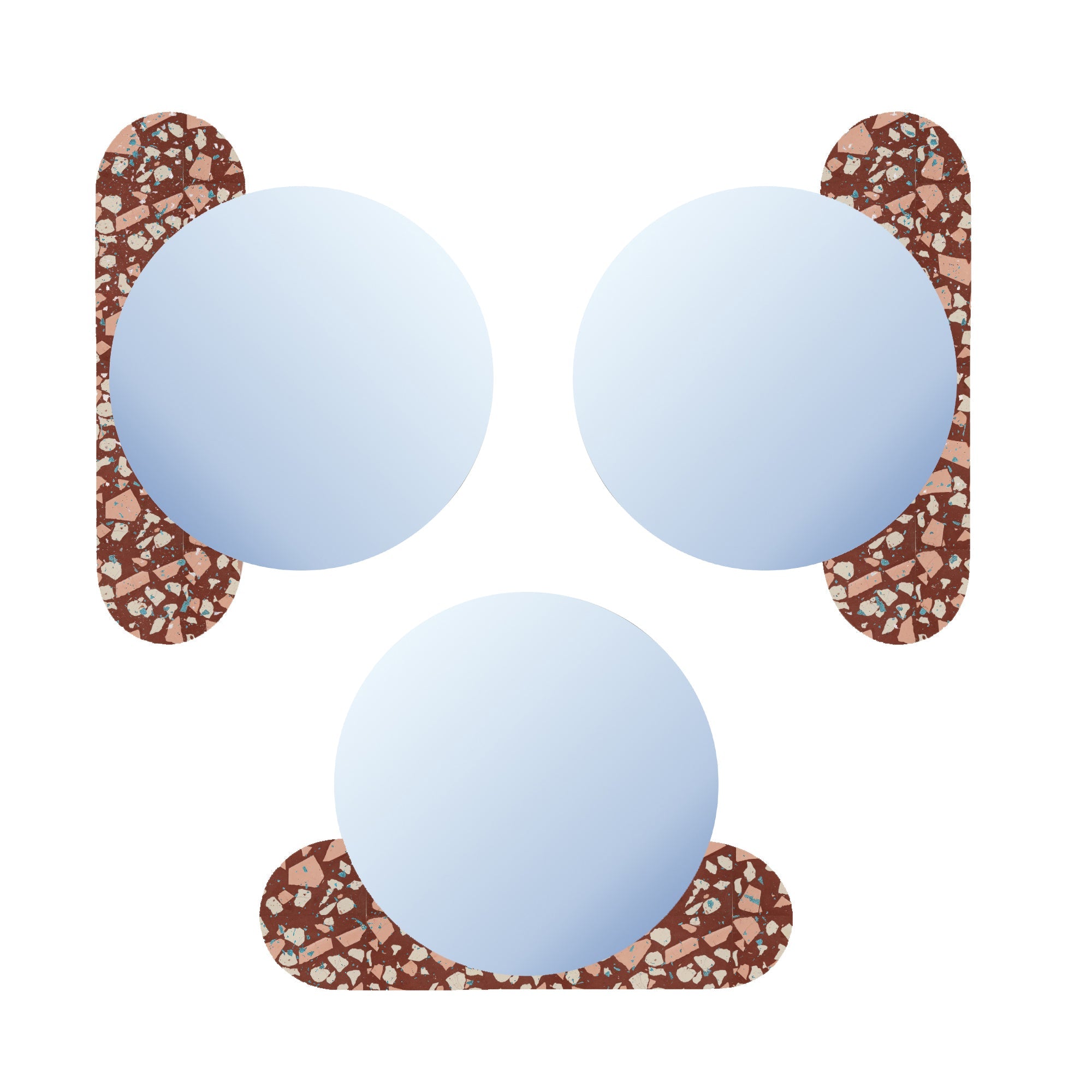 Tic Tac Mirrors - Terrazzo Pink & White chips on Deep Red base / L: 30.0cm x B: 20.0cm x H: 2.4cm / Terrazzo - Stone