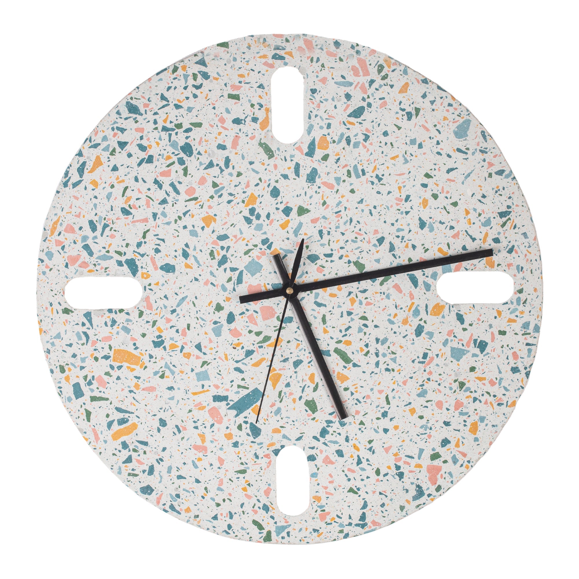 Tic Toc Clock - Terrazzo Classic Mix Chips on White Base / L: 31.0cm x B: 5.0cm x H: 32.5cm / Terrazzo - Stone chips