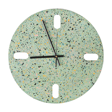 Tic Toc Clock - Terrazzo Marble Chips on Jade Green / L: 31.0cm x B: 5.0cm x H: 32.5cm / Terrazzo - Stone chips