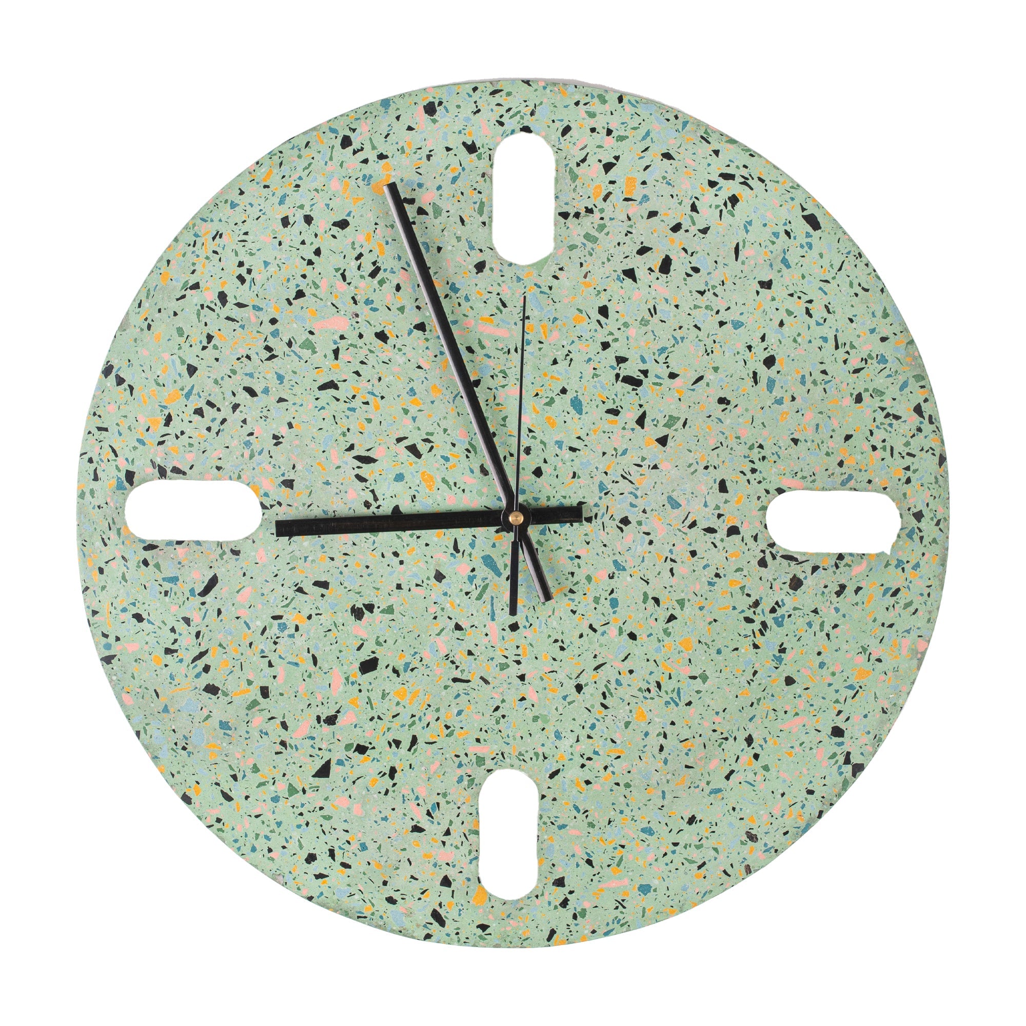 Tic Toc Clock - Terrazzo Marble Chips on Jade Green / L: 31.0cm x B: 5.0cm x H: 32.5cm / Terrazzo - Stone chips
