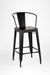 Tolix Bar Chair With Armrest - W: 12’’ D: 13’’ SH: 30’’ TH: 42’’ / Matte Black / Mild Steel and Mango Wood - Outdoor