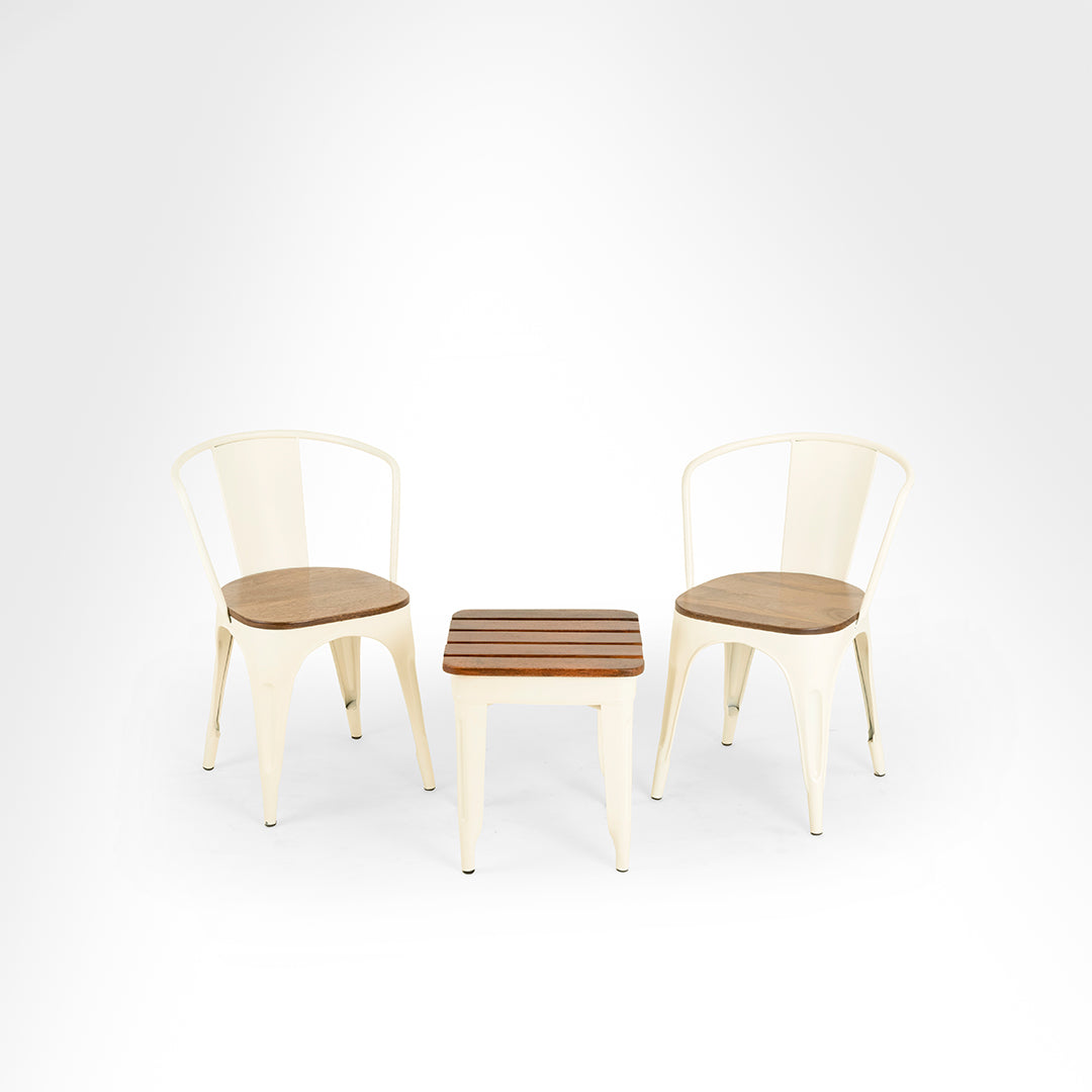 Tolix Chairs With Armrest And Side Table Set