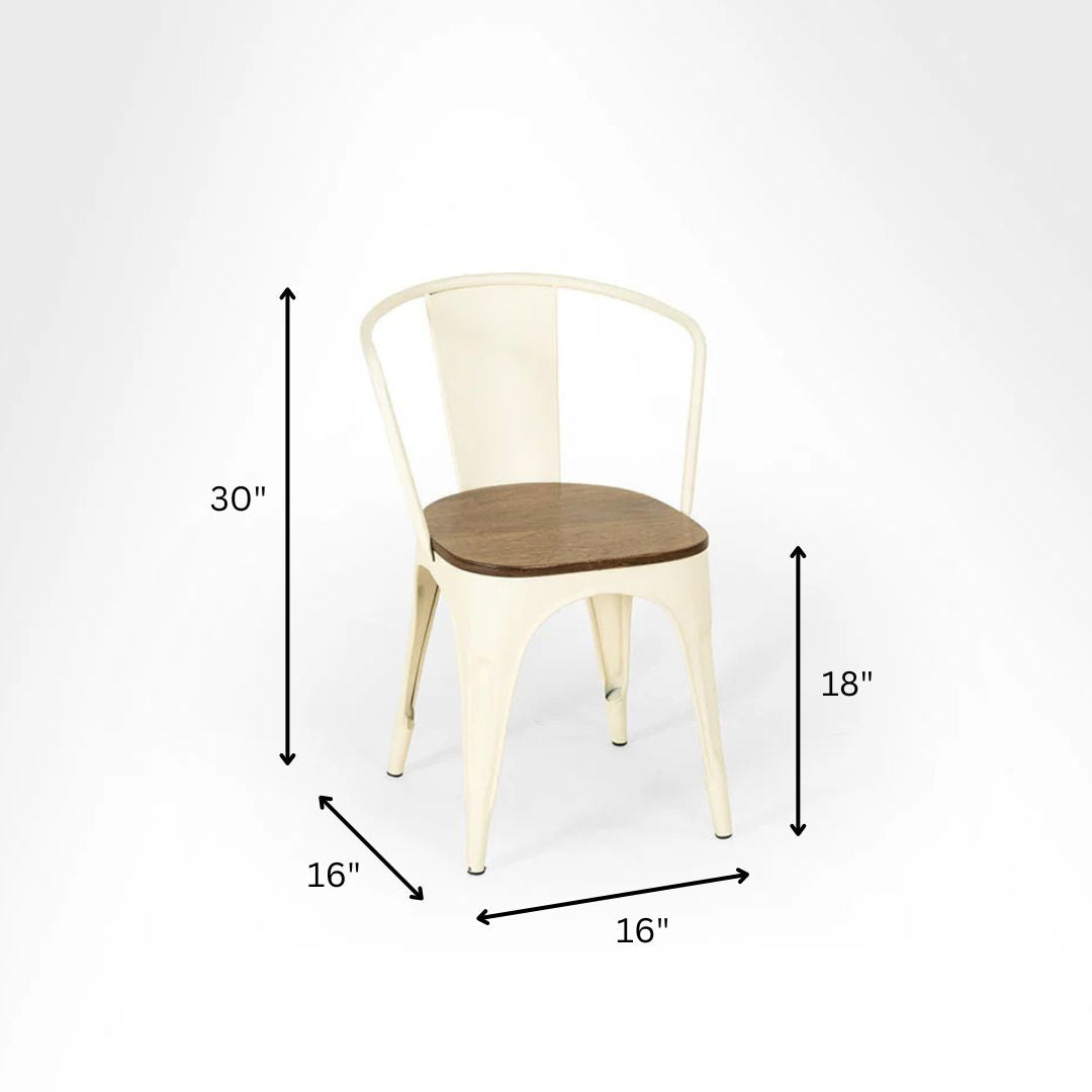 Tolix Chairs With Armrest And Side Table Set - Outdoor Furniture