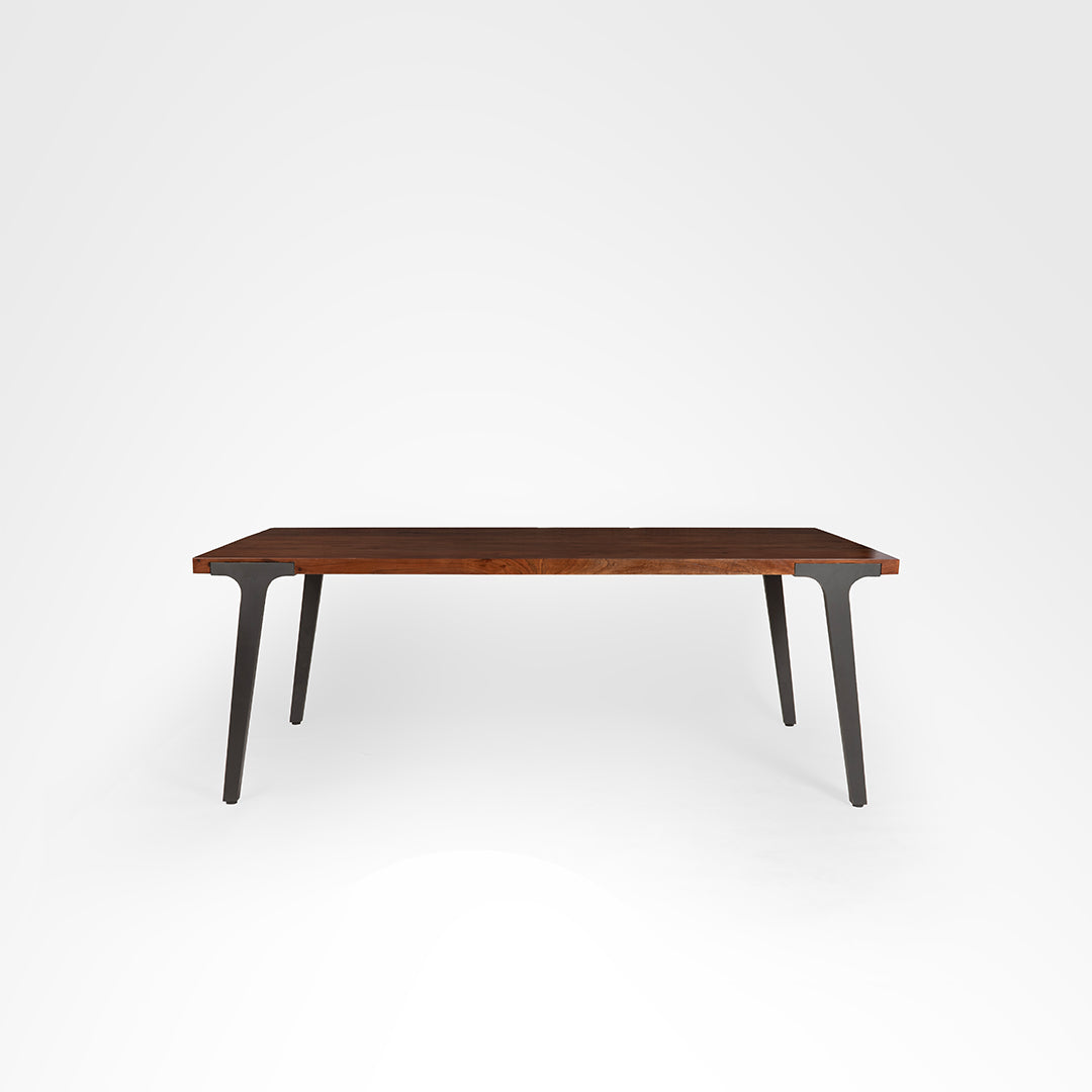 Tolix Dining Table - L: 81’’ B: 38’’ H: 30’’ / Walnut / Acacia Wood & Mild Steel - Furniture