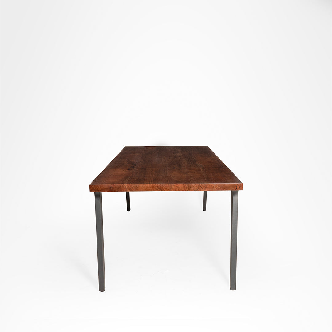 Tolix Dining Table - L: 81’’ B: 38’’ H: 30’’ / Walnut / Acacia Wood & Mild Steel - Furniture