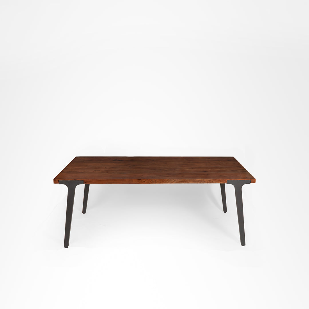 Tolix Dining Table - L: 81’’ B: 38’’ H: 30’’ / Walnut / Acacia Wood & Mild Steel - Furniture