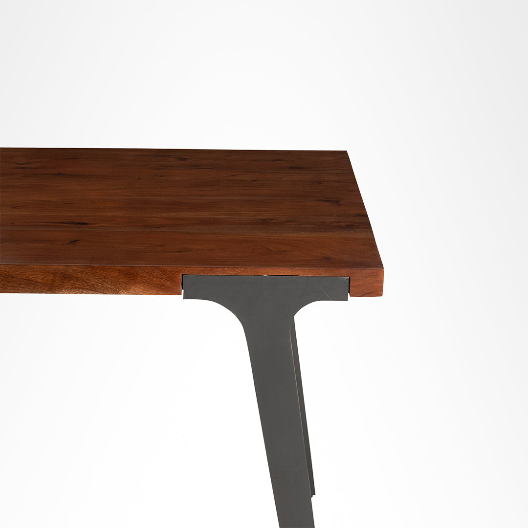 Tolix Dining Table - L: 81’’ B: 38’’ H: 30’’ / Walnut / Acacia Wood & Mild Steel - Furniture