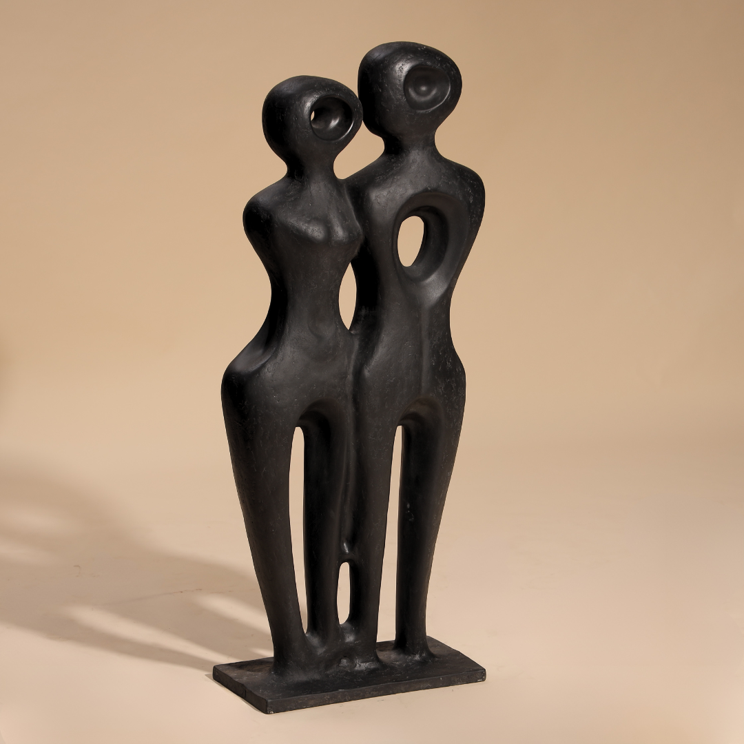 Tomo Organic Sculpture - L:44.45 x W:21.59 x H:101.41 In Cms / Black / Marble - Décor