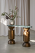 Totem Console Table - L 40’’x W 13’’ x H 28’’ / Material: Mild Steel, Antique Brush Brass plating, Udaipur Green Marble