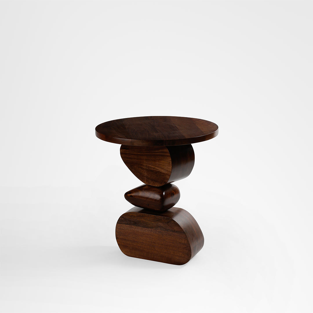 Totem Side Table - Walnut / Mango wood / Dia: 20’’ H: 22’’ - Indoor Furniture