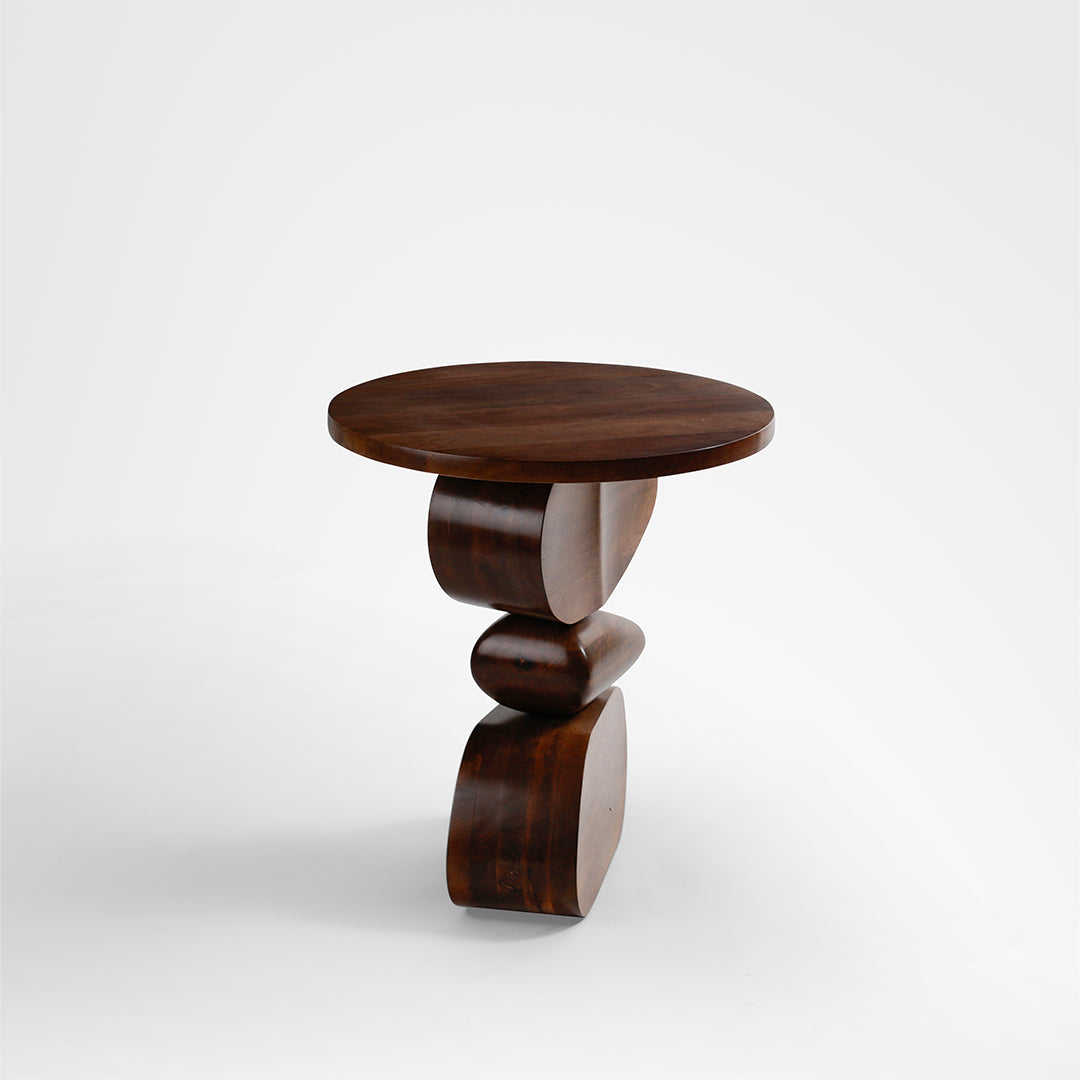 Totem Side Table - Walnut / Mango wood / Dia: 20’’ H: 22’’ - Indoor Furniture