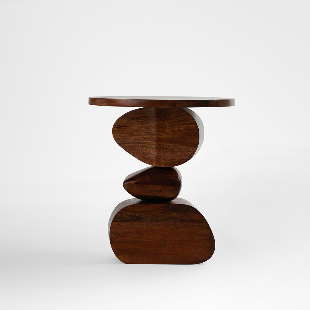 Totem Side Table - Walnut / Mango wood / Dia: 20’’ H: 22’’ - Indoor Furniture