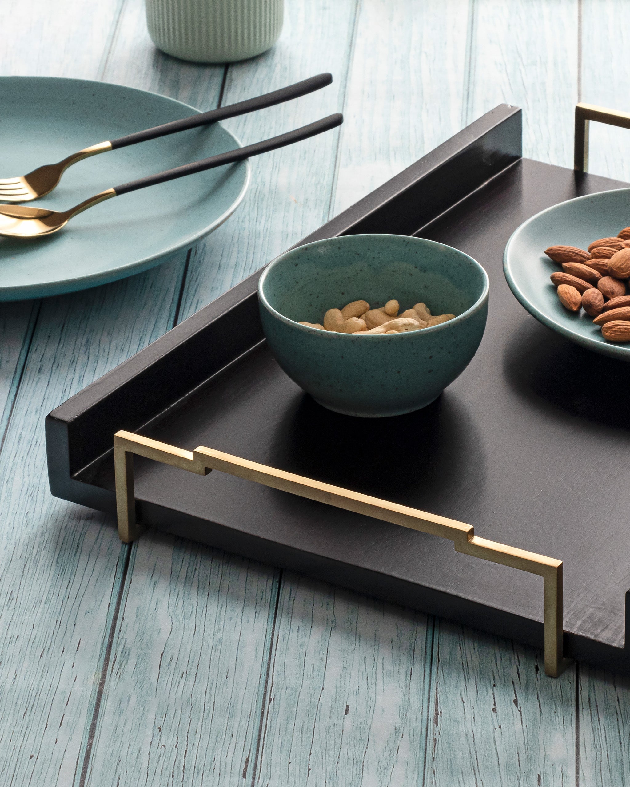 Tread Tray - Large - Brown / Stainless steel and wood - Decor