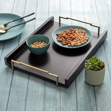 Tread Tray - Large - Brown / Stainless steel and wood - Decor