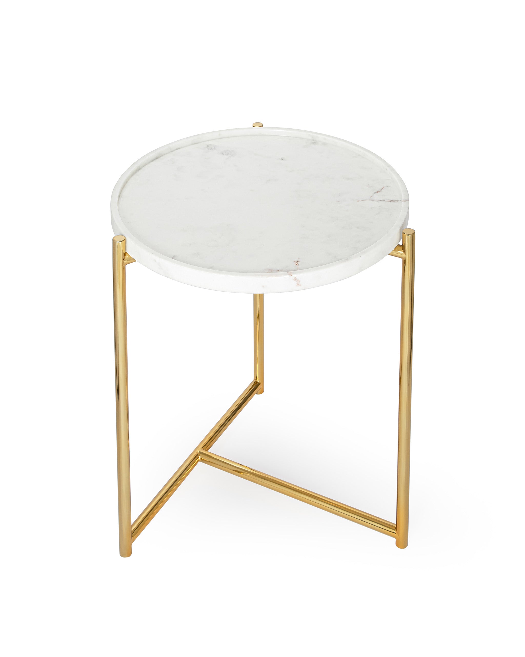 Tri Metal Table - Brass Gold - White / Stainless steel and marble - Indoor Furniture