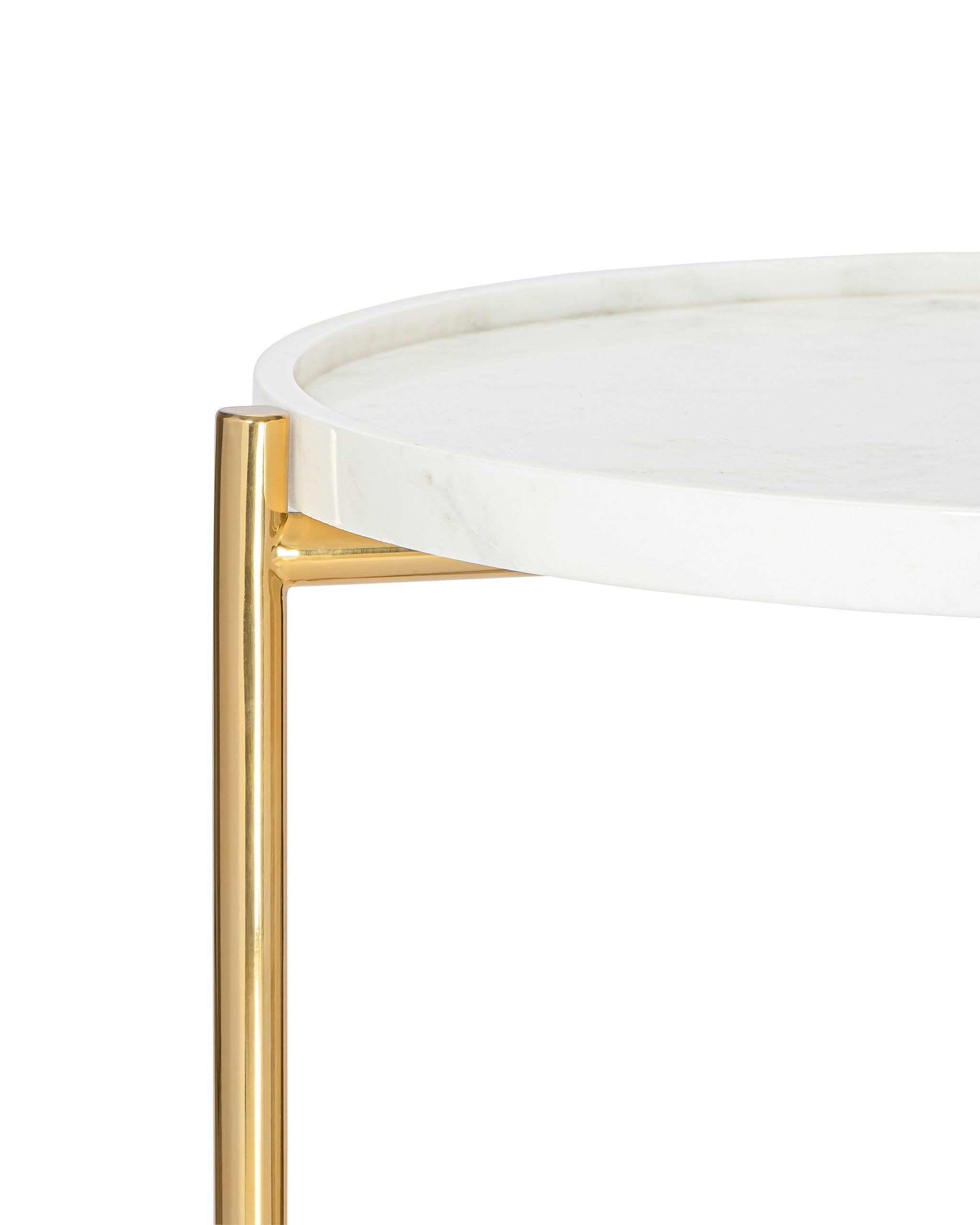 Tri Metal Table - Brass Gold - White / Stainless steel and marble - Indoor Furniture