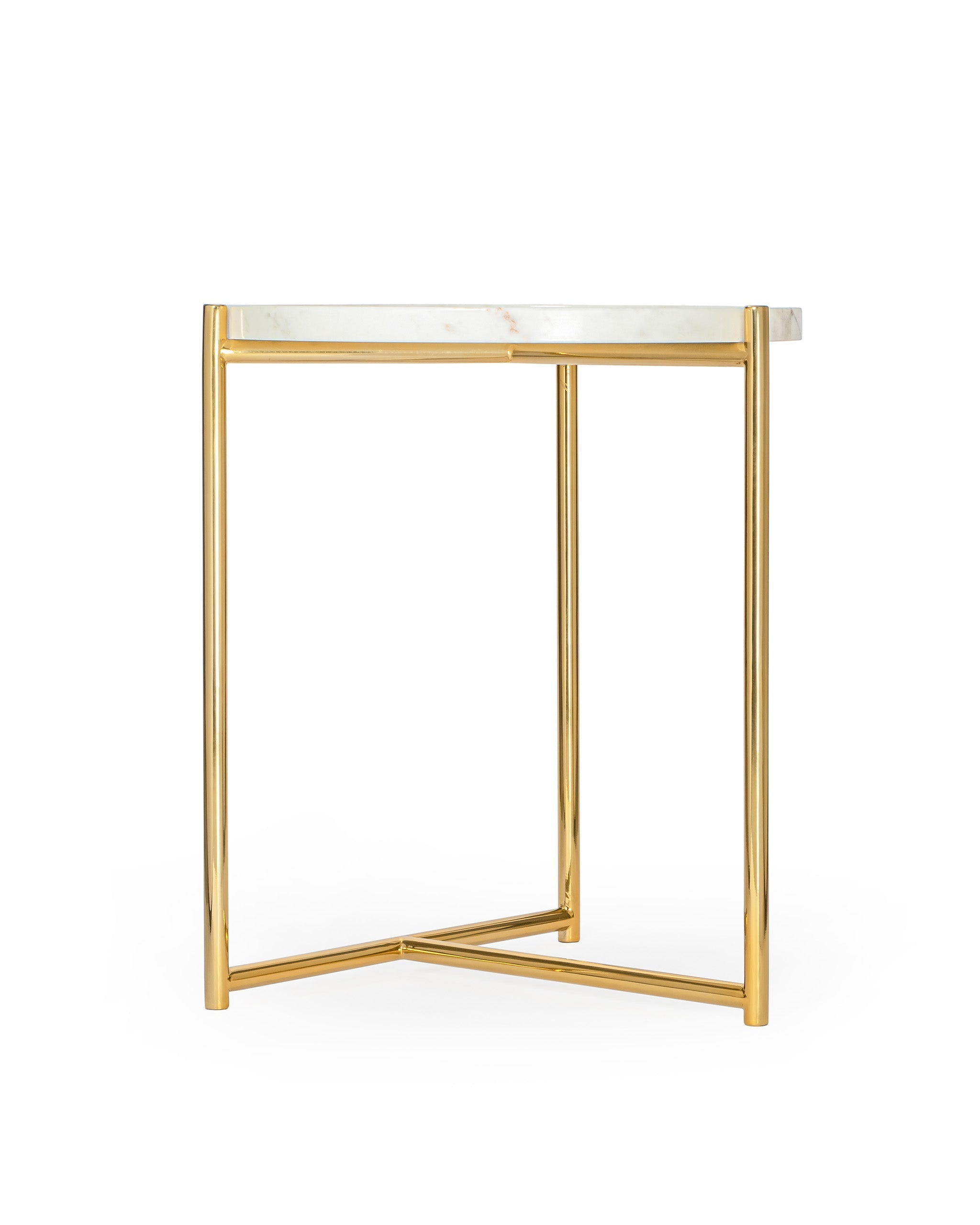 Tri Metal Table - Brass Gold - White / Stainless steel and marble - Indoor Furniture