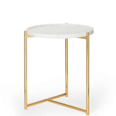 Tri Metal Table - Brass Gold - White / Stainless steel and marble - Indoor Furniture